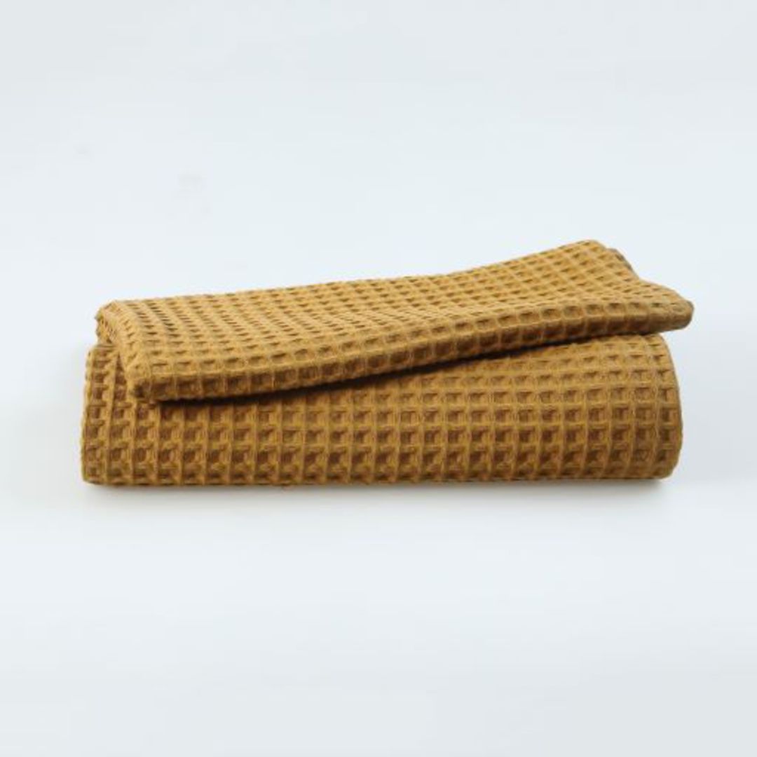 MM Linen - Wanaka Waffle Blanket/Throw - Leather image 0